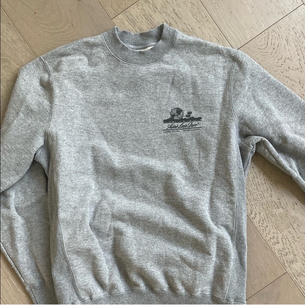 Aime Leon Dore Gray Crewneck Sweater with Ribbed Details